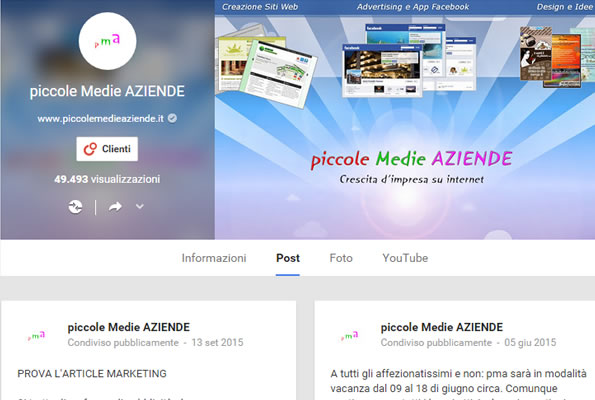 esempio pagina google plus professionale