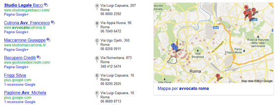 esempio ricerca locale su google